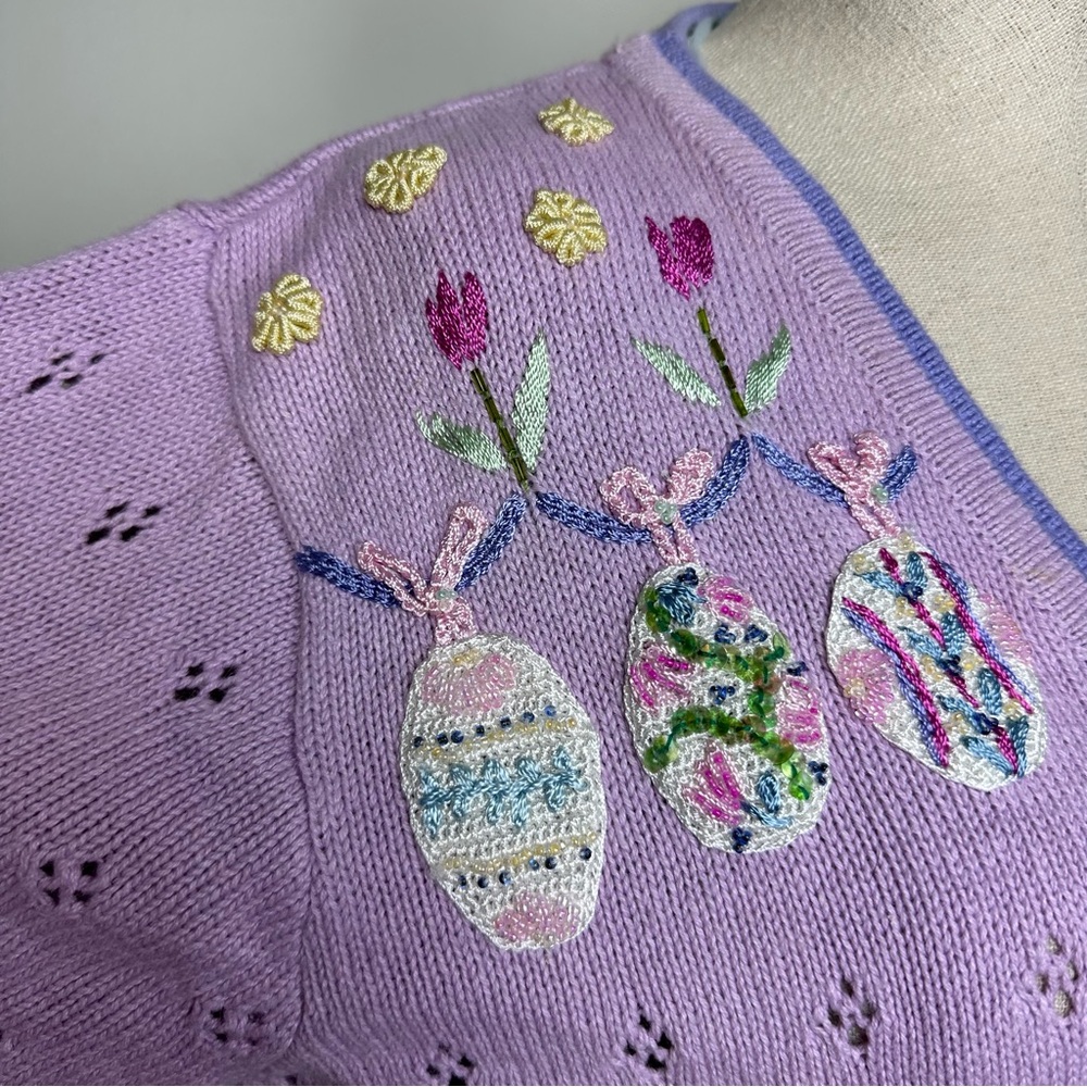 Storybook Knits Eggstravaganza Cardigan with Embroidered Details - Picture 9 of 14